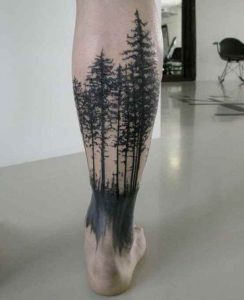 Forest swamp leg tattoo
