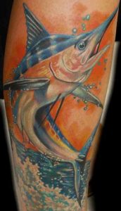 Realistic marlin tattoo