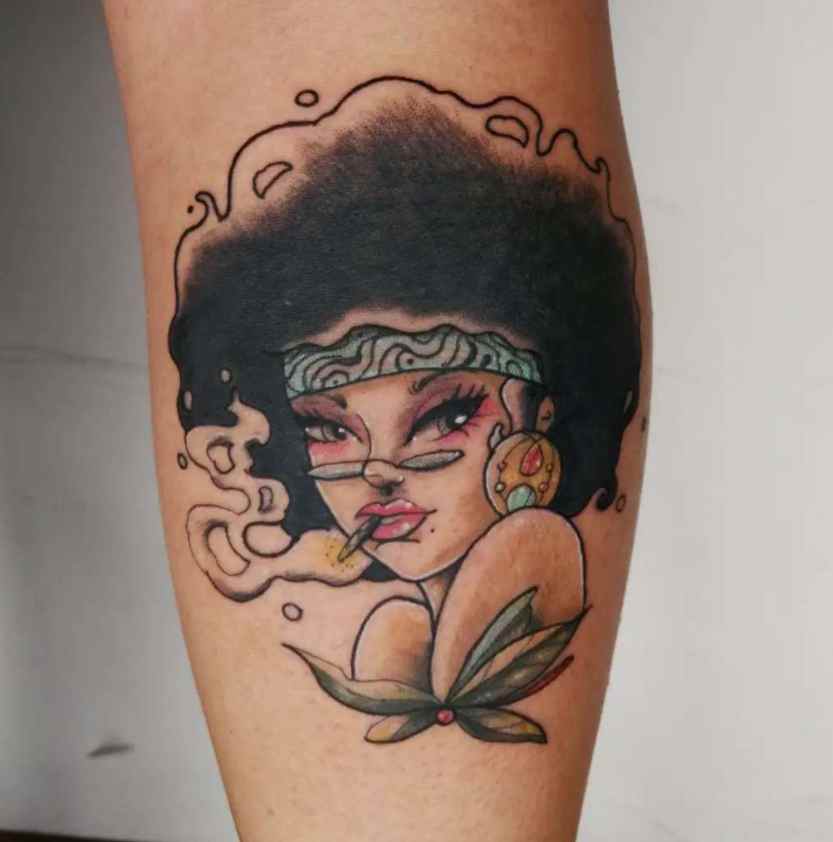 Sexy Girl Afro Colorful Tattoo