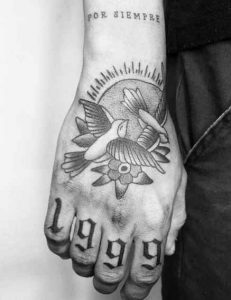 Bird And 1999 Design Tattoo
