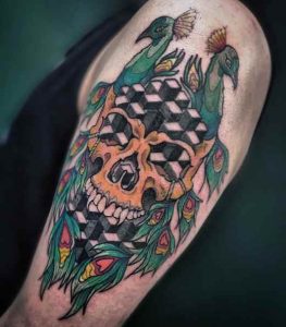 Peacock With Skull Tattoo