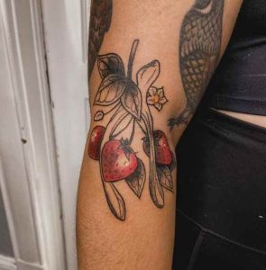 Strawberry With Wishbone Tattoo