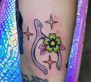Wishbone Colorful Tattoo 