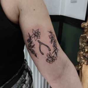 Wishbone With Flower Tattoo
