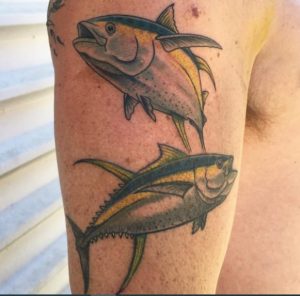 Back seater yellowfin Tuna tattoo