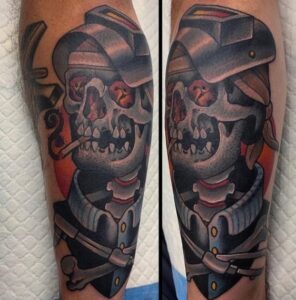 Black and White Welding Skull Tattoo