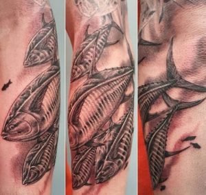 Black version yellowfin tuna tattoo