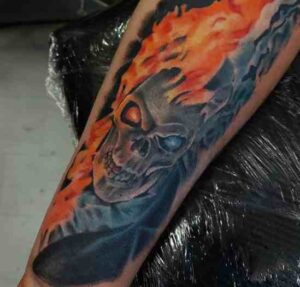 Blue Ghost Rider Tattoo