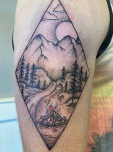 Campfire sleeve tattoo