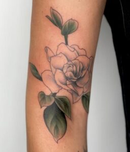 Colorful Small Gardenia Tattoo