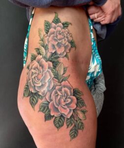Colorful Gardenia Hips Tattoo