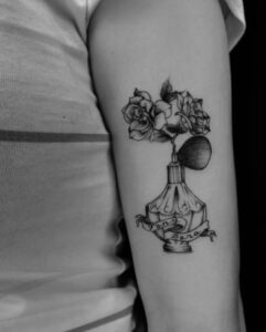 Flower vase black and white gardenia tattoo