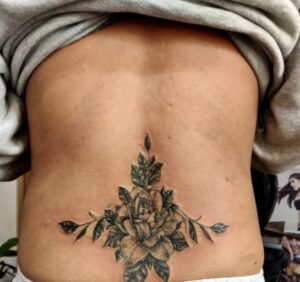 Gardenia belly tattoo