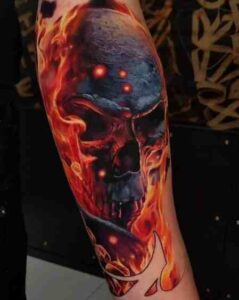 Ghost Rider Fire Skull Tattoo