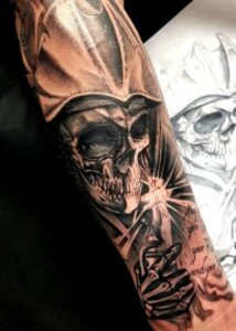 Haunted Welding Skull tattoo
