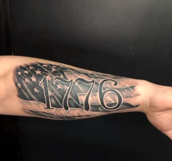 Simple American Flag 1776 Tattoo