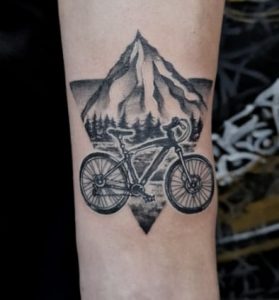 Landscaped designed bicycle tattoo