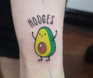 Avocado colorful cartoon tattoo