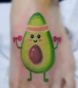 Avocado colorful workout tattoo