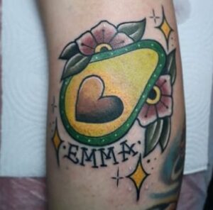 Avocado yellow love tattoo