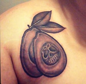 Black avocado tattoo