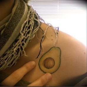 Ripe avocado tattoo