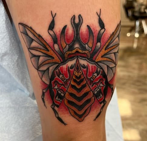 American Traditional Beetle Tattoo