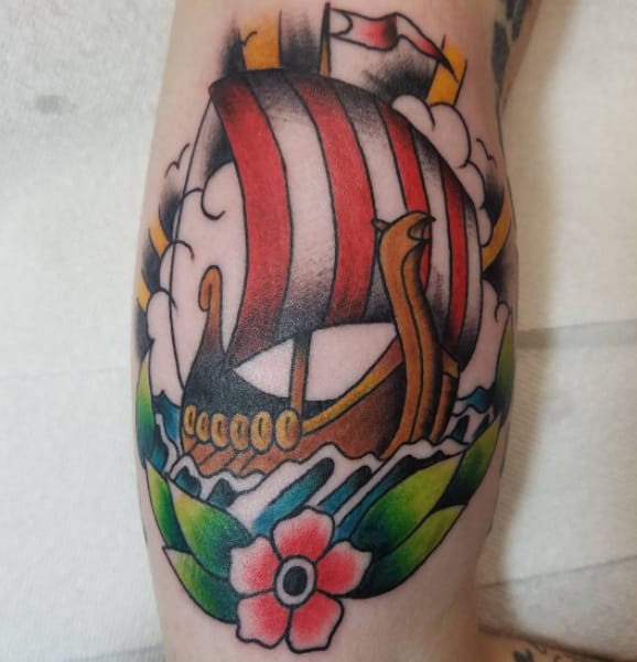 American Traditional Boat Tattoo