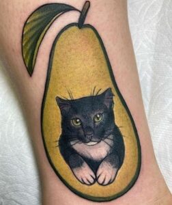Avocado cat tattoo