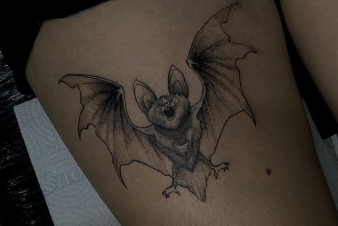 Bat-Abstract-Leg-Tattoo