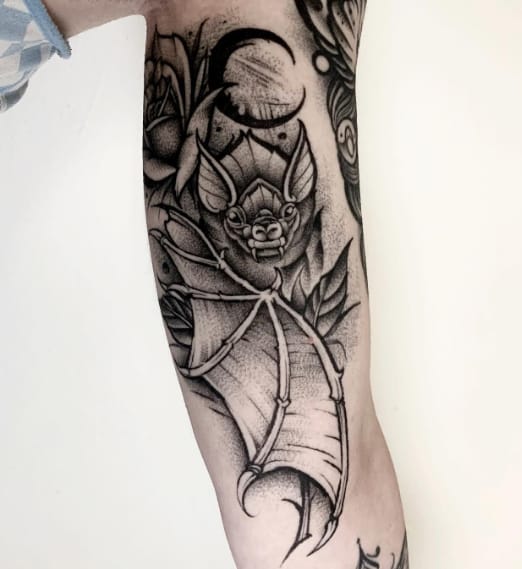 Bat-Black-Leg-Tattoo