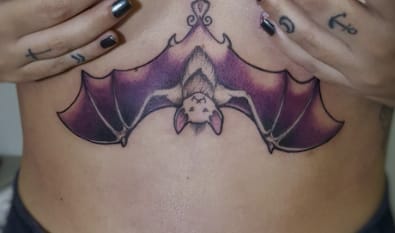 Bat Under Boob Tattoo