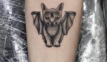 Bat cat tattoo