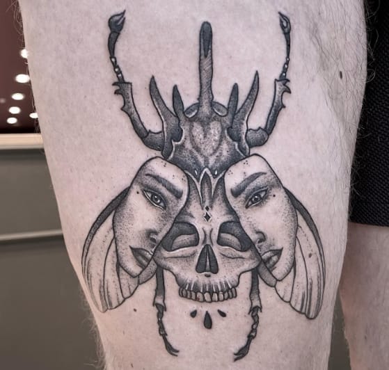 Beetle Knee Tattoo