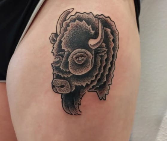 Bison Black Leg Tattoo