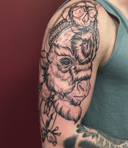 Bison Head Arm Tattoo