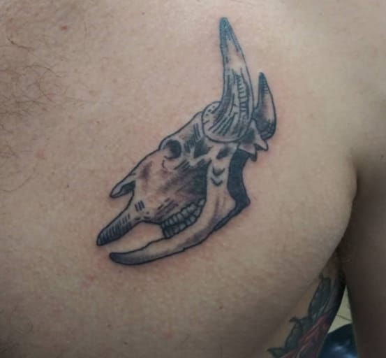 Bison Skull Chest Tattoo