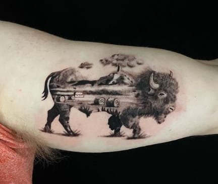 Tattoo uploaded by Xavier  Buffalo tattoo by Bona Sunama BonaSunama  BonaSunamaRaquel simple cute animals critters naive deconstructed  buffalo  Tattoodo