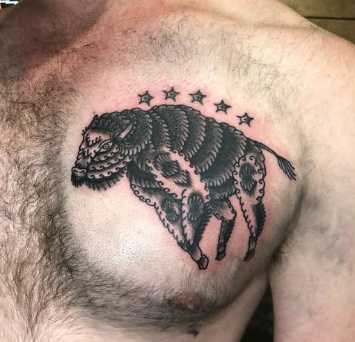 Bison Star Chest Tattoo