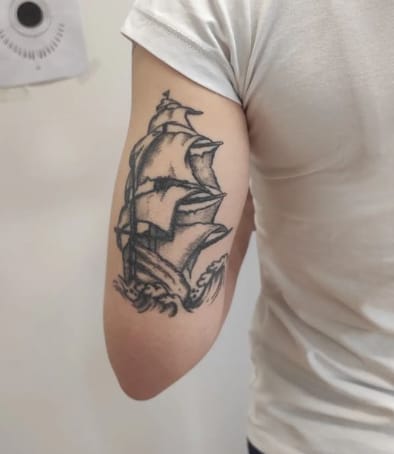 Boat Forearm Tattoo
