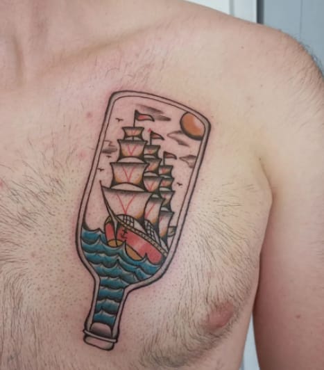 Bottle Boat Tattoo