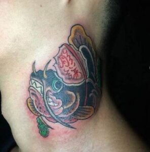 Catfish Head And Neck Tattoos