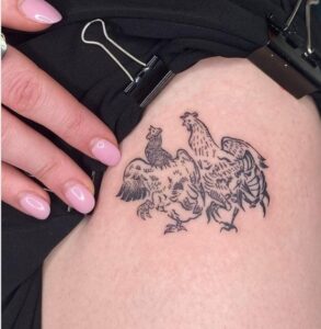 Chicken Fighting Leg Tattoo