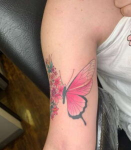 Colorful Butterfly Dreamcatcher Tattoo
