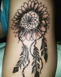 Dark Sunflower Dreamcatcher Tattoo