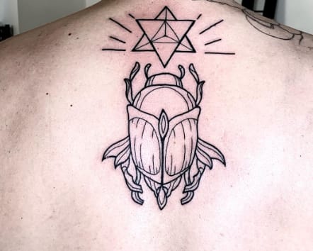 Egyptian Beetle Back Tattoo