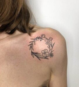 Flower Crown Circle Tattoo