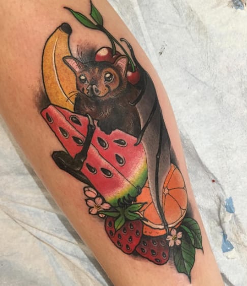 Fruit bat tattoo