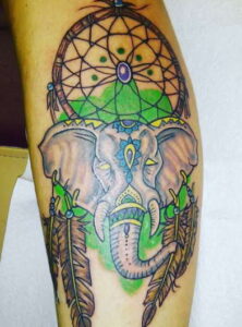 Garnish Blue Elephant Dreamcatcher Tattoo