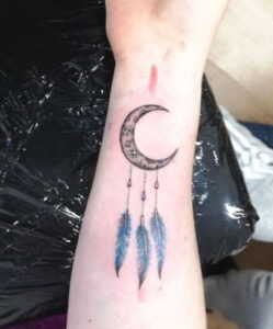 Half Moon Simple Dream Catcher Tattoo